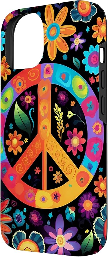 iPhone 14 Peace Sign Hippie Floral Case