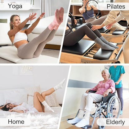 Grip Pilates Slouch Socks for Women, Non Slip Scrunch Yoga Barre, Grippy Slouchy Knee High Boot Socks for Hospital