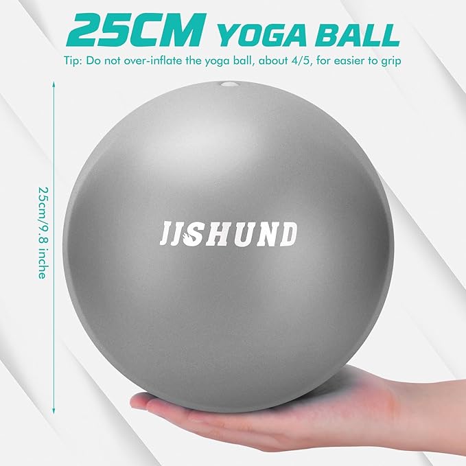 Pilates Ball, 9 Inch Small Exercise Mini Soft Workout Yoga Ball with Exercise Guide, for Home Gym Yoga, Pilates, Core Training, Workout, Balance, Stability