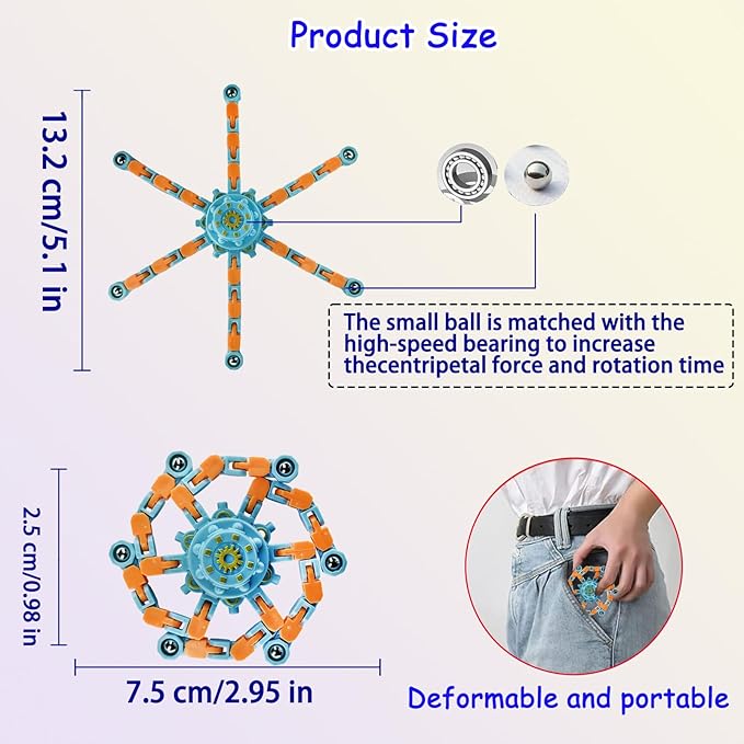 20 Pcs Fidget Spinner Toys Party Favors Easter Basket Goodie Bag Stuffers Funny Gifts for Kids Adults,Transformable Robot Fingertip Stress Relief Gyro Sensory Toys,Treasure Box Toy Prizes Supplies
