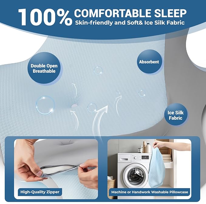 Reading Pillow for Bed, Lying, Leaning and Prone, Ergonomic Memory Foam Bed Wedge Pillow for Headboard, Chin & Back Support Pillows on Bedrest Couch Floor- Blue