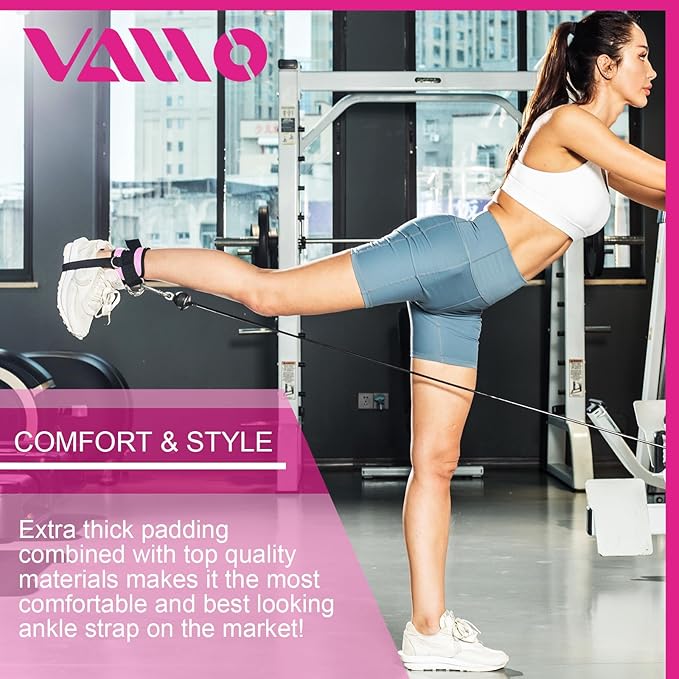 VAIIO Ankle Straps for Cable Machines,Adjustable Comfort fit Neoprene, Reinforce Double D-Ring - Premium Ankle Cuffs to Improve Abdominal Muscles, Lift The Butts, Tone The Legs for Men & Women