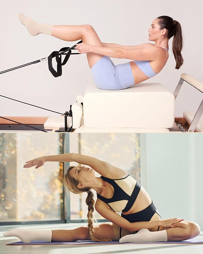 3 Pairs Pilates Socks with Grips for Women Non Slip Grip Socks for Yoga Barre Hospital Workout