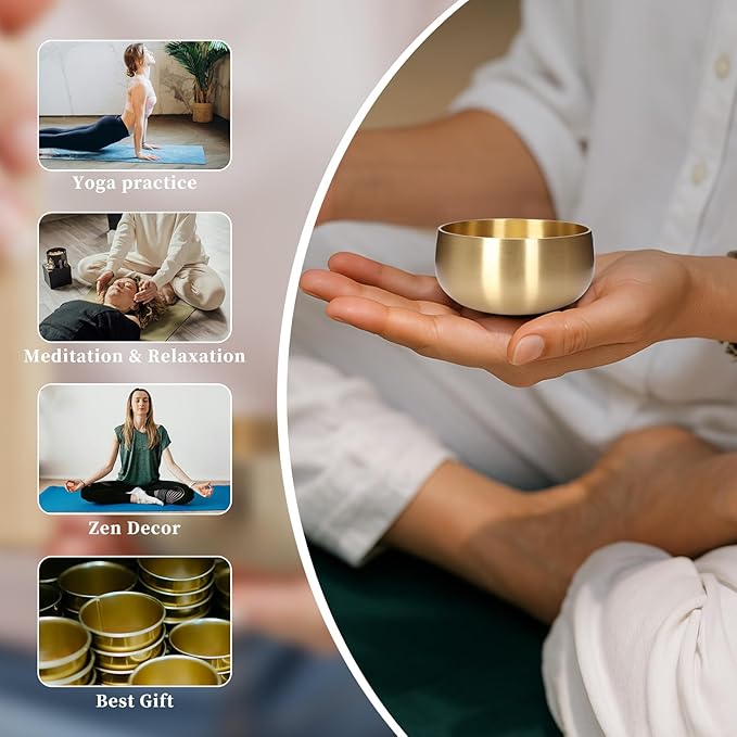 Tibetan Singing Bowl Set - 3" Portable Handcrafted Meditation Sound Bowl for Yoga, Mindfulness, Chakra Healing, Stress Relief, Complete Kit with Cushion & Mallet | Spiritual Gifts for Beginners 3 Inch