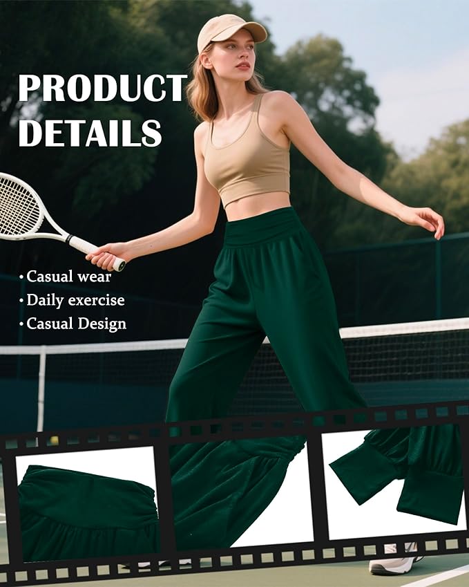 2 Pack Women's Yoga Joggers, Cozy Sweatpants with Pockets Casual Loose Comfy High Waisted Lounge Pants