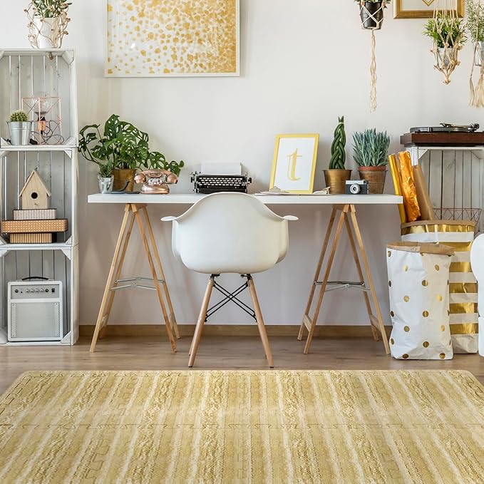 Sorbus Wood Grain Floor Tiles Foam Mat EVA Interlocking Mats Tile 3/8-Inch Thick Flooring Wood Puzzle Exercise Mats w/Borders - Home Playroom Basement, Apartment, Trade Show, Baby, Dance