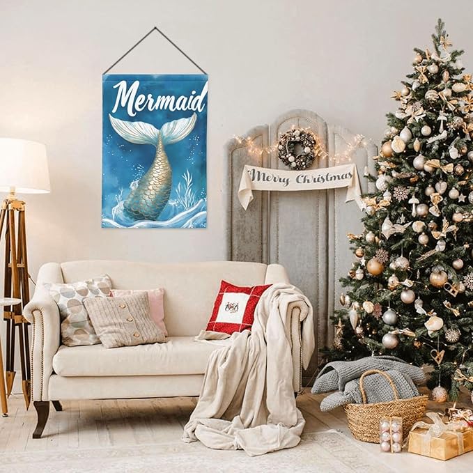 Mermaids Garden Flag 12x18 In Double Sided Yard Flags Lawn Sign Decor No Flagstand