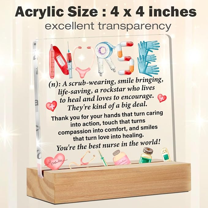 Nurse Gifts for Women, Best Nurse Gifts, Nurse Thank You Gifts Nursing Gifts Nurse Acrylic Desk Plaque Sign 4 x 4 Inches
