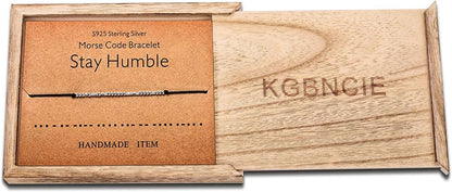 KGBNCIE Morse Code Bracelet for Women Sterling Silver Beads on Silk Cord Secret Message Fuck Friendship Inspirational Encouragement Bracelet Gift for Her