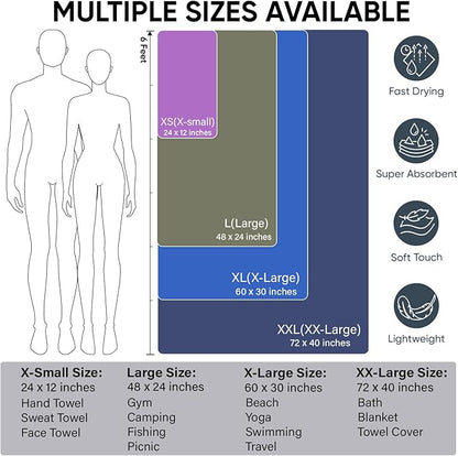 APEXUP Microfiber Travel Towel, Ultra Absorbent Quick Dry Towels, Lightweight Gym Sports Camping Towel for Workout, Yoga, Beach, Shower, Swimming (48"×24", Navy Blue)