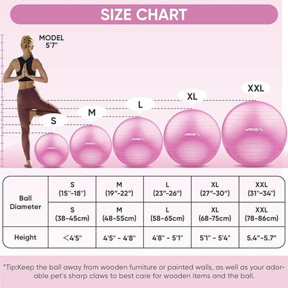 APEXUP Yoga Ball Exercise Ball Anti Slip Heavy Duty for Fitness, Balance & Core Workout