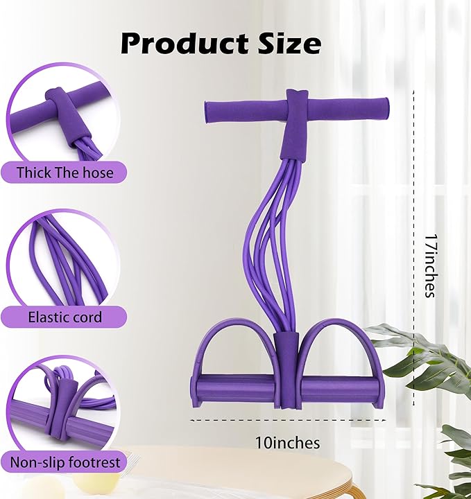 Multi-Function Tension Rope Band & Pedal Puller Resistance Band, 6-Tube Elastic Yoga Pedal Puller Resistance Band, for Abdomen/Waist/Arm/Leg Stretching Slimming Training