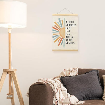 TLESKE Mental Health Inspirational Poster Hanger Frame, a Little Progress Each Day Special Education Wall Art Decor for Kids Room Classroom Therapy Counseling Office, Boho Sun Prints Picture, 12x16