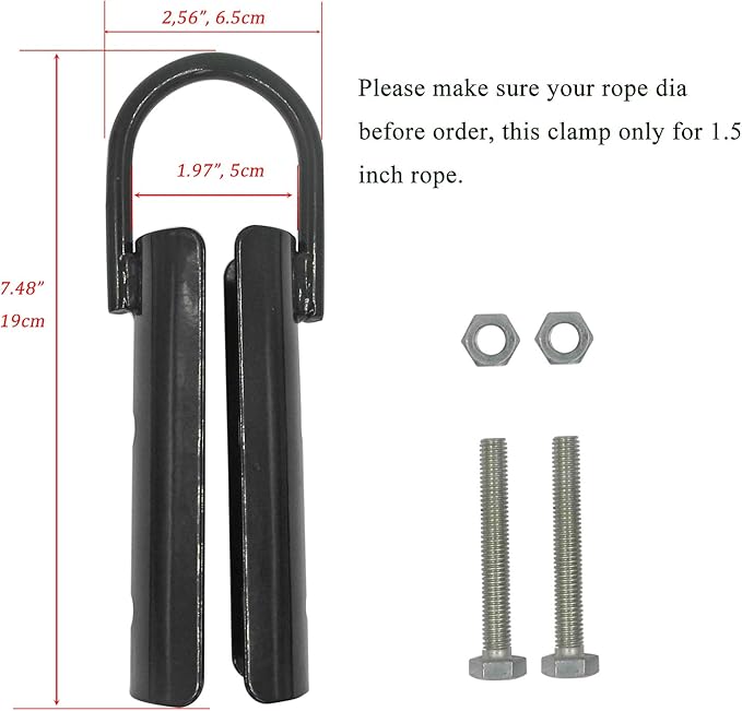 1.5” Climbing Rope Clamp，4PCS Rope Climb Clasp Workout Rig Attachment Hook for Rope Climbing Garage Gym Fitness Equipment Strength Training Home Indoor Safety