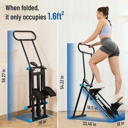 Stair Stepper for Home Gym,Folding Vertical Climber Cardio Exercise Machine,Stair Climber for Full Body Workout with Adjustable Handlebar for Women & Men