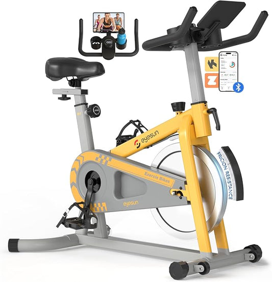 Exercise Bikes for Home,Indoor Cycling Bike with Adjustable Friction,Brake Pad Resistance Silent Belt Drive,330lbs Weight Capacity &Upgraded Version Seat for Home Cardio&Weight Loss