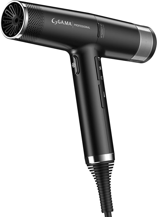 GA.MA iQ2 Perfetto Hair Dryer with 120,000 RPM Intelligent Turbo Motor, Auto-Standby, Oxy Active Technology, Includes 10 Filters, Black