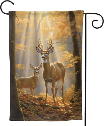 Deer in Woods Garden Flag 12x18 In Double Sided Yard Flags Lawn Sign Decor No Flagstand