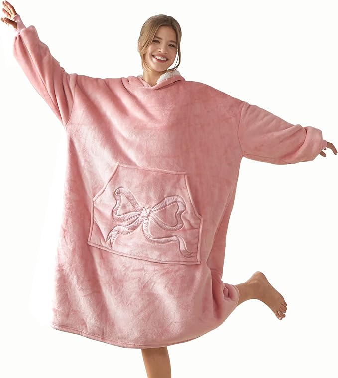 WDCOZY Wearable Blanket Hoodie Oversized Sherpa Fleece Hooded Sweatshirt with Adjustable Eye Mask Cozy For Adults Women Men