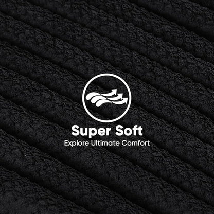 HOMEXCEL 5 Pack Large Microfiber Hair Towel Wrap for Women, Black- 40 x 20 inches Super Soft, Fast Drying Turbans for Long, Thick, Curly Hair - Anti Frizz Wrap with Elastic Strap