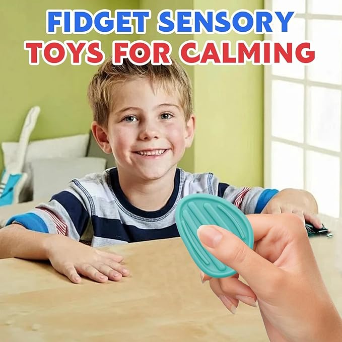 108pcs Color Random Fidget Toys Sensory Stone for Kids，Textured Soft Worry Stone for Autism Kids Calming - Fidget Stress Toys for Students Anxiety Relief - Small Prizes Fidget Toys