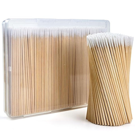 400Pcs Pointed Cotton Swabs in Storage Box - Precision Microblading Cotton Swabs with Wooden Sticks for Makeup, Cleaning Nail Polish, Eyebrow, Tattoo Permanent Supplies, Craft