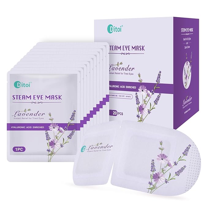 Steam Eye Mask, Heated Eye Mask for Sleep,Warm Compress with Hyaluronic Acid,Moist Heat for Dry Eye Relief,Spa,Stye Eye Treatment,Travel Essentials & Relaxation Gifts,Lavender 20 Packs