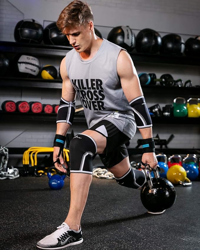 AEOLOS Knee Sleeves (1 Pair)，7mm Compression Knee Braces for Heavy-Lifting,Squats,Gym and Other Sports (Large, Black)