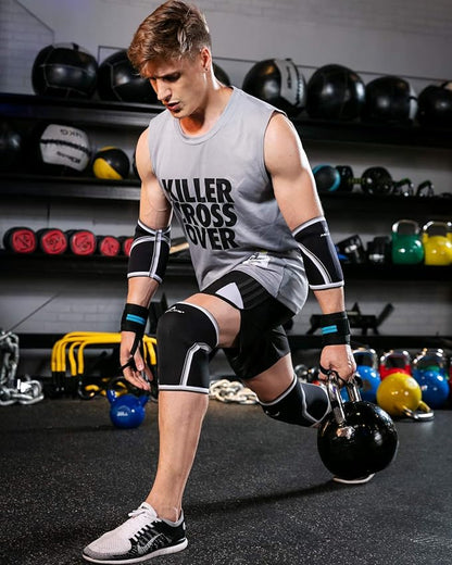 AEOLOS Knee Sleeves (1 Pair)，7mm Compression Knee Braces for Heavy-Lifting,Squats,Gym and Other Sports (Large, Black)