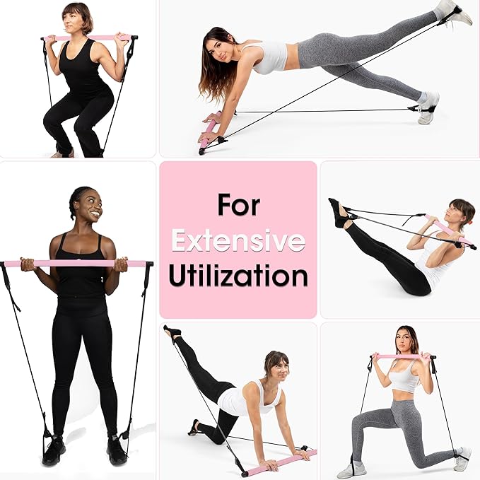 Pilates Bar Kit for Home Workouts | Portable Home Pilates Kit Set for Women & Men | Workout Bar for Legs, Hip, Waist and Arm | Includes Pilates Socks, 30-Day Challenge & Meal Plan