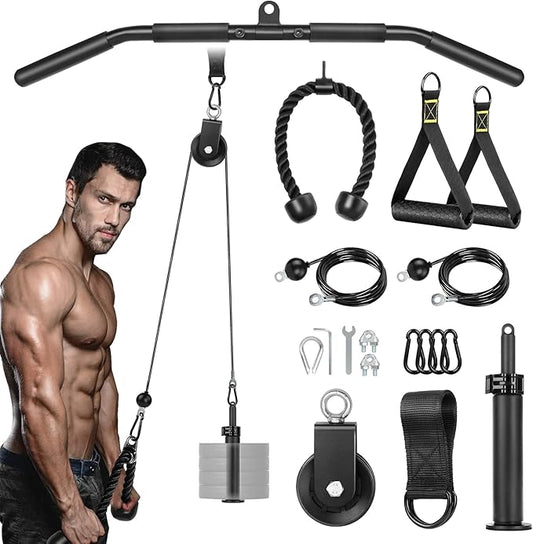 NIHAO Fitness LAT and Lift Pulley System, Cable Pulley Attachments for Biceps Curl, Triceps Pull Down, Forearm, Back, Shoulder Gym Equipment