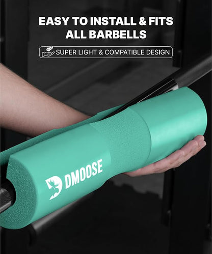 DMoose Fitness Barbell Pad for Hip Thrust, Squat & Lunges - Non-Slip Thick Foam Cushion for Neck and Back Support with Two Straps - Hip Thrust Pad for Leg Day - Fits All Olympic Bars and Smith Machine