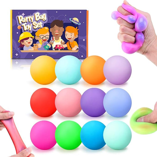 12PCS Color-Changing Stress Balls - Soft, Squeezeable Stress Relief Balls for Relaxation, Ages, Ideal for Parties, Home, Classroom, and Office Use, Slow-Rebound Design, Portable