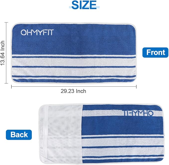Smart Fitness Towel With Zippered Pocket - Gym Accessory for Men & Women - Multifunctional Quick Dry Sweat Towel for Workout, Yoga, Tennis, Sports & More (Blue, Pack of 1)