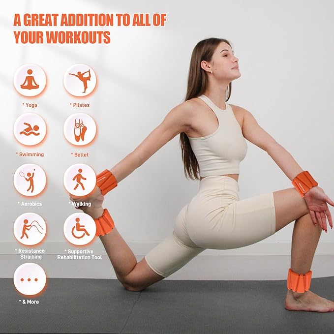Ankle Weights Set of 2 (1 lb/2 lb/3 lb Each) Adjustable Wrist Weights for Women Men Wearable Arm Leg Weight for Pilates, Running, Walking, Workout, Yoga