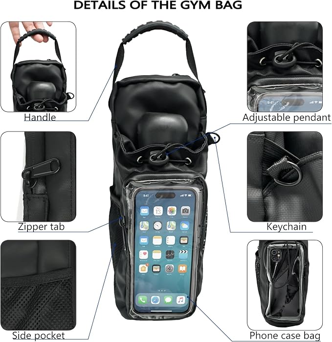 Premium Magnetic Gym Bag for Men & Women - Adjustable Strap,Magnetic Large Water Bottle Holder - Ideal for Fitness, Travel & Sports