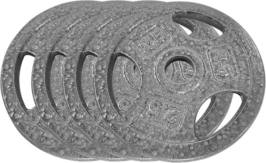 Cast Iron Weight Plates with Triple Grip Handles, 1 inch Standard Weights Plates with Anti-Rust Coating for Home Gym Strength Training, Weightlifting & Muscle Toning