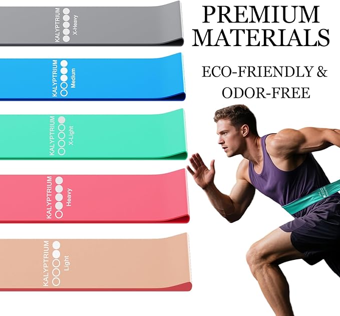 Resistance Bands Set – 5-Level Exercise Bands for Physical Therapy/Yoga/Pilates/Strength Training/Home Fitness Loop Bands with Portable Storage Bag