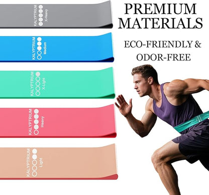 Resistance Bands Set – 5-Level Exercise Bands for Physical Therapy/Yoga/Pilates/Strength Training/Home Fitness Loop Bands with Portable Storage Bag