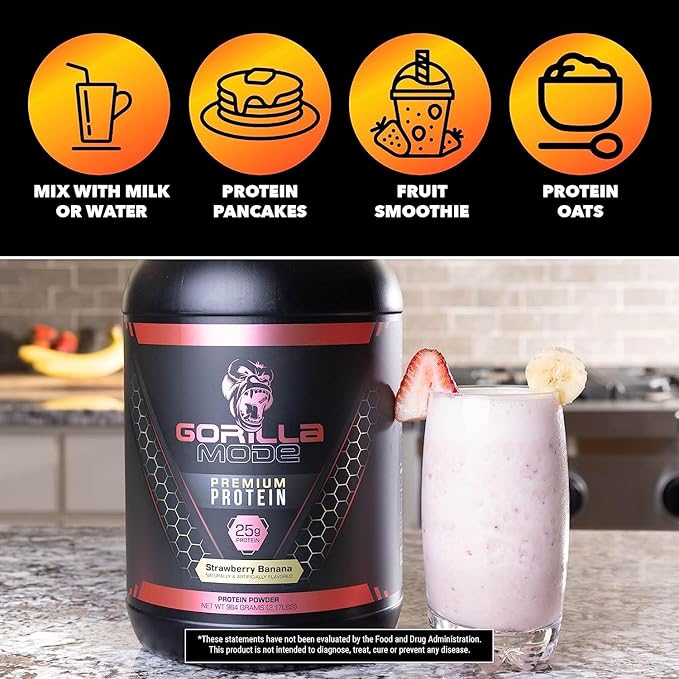Gorilla Mind Premium Whey Protein - Birthday Cake, 25 Grams of Whey Protein Isolate & Concentrate,Recover and Build Muscle (30 Servings)