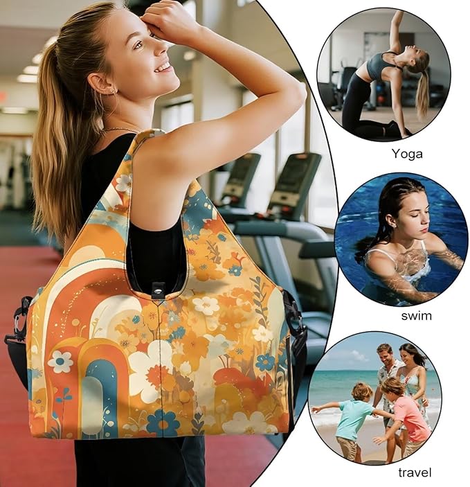 Yoga Mat Bag for Women Men Large Carryall Tote with Adjustable Shoulder Strap for Gym Yoga Travel Pilates Office