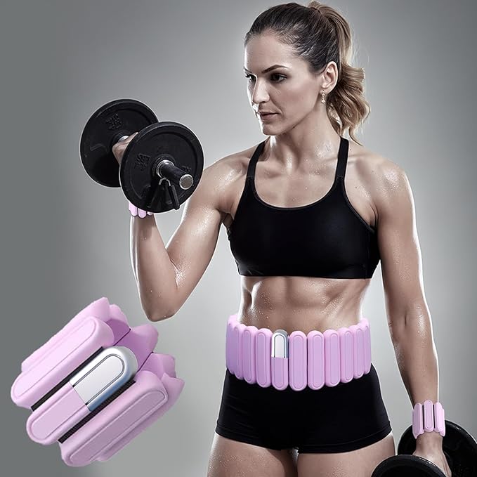 Silicone Adjustable Weighted Belt for Men & Women – DIY Weighted Walking & Exercise Belt with Removable Weights – Gym, Strength Training, Yoga, Hiking – Free Weight Adjustment for Wrist & Ankle