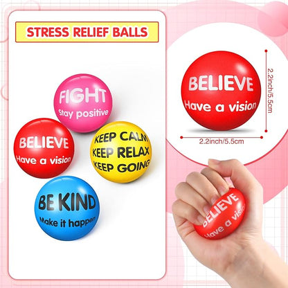 Liliful 48 Pieces Motivational Stress Balls Bulk for Adults Fidget Toys End of The Year Gifts Inspirational Squeeze Balls Employee Appreciation Gift Adult Goodie Bag 2. 2 Inch(Bright Colors)