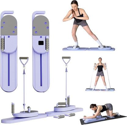 Newly Designed Pilates Reformer Set with 20+ Workouts, Pilates Reformer Board for Home, Pilates Board - Beginner Friendly Fitness Equipment