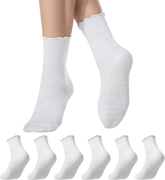 CoolMate Pilates Socks with Grips for Women, Yoga Socks, Crew Non Slip Women for Workout, Barre, Pilates Gifts