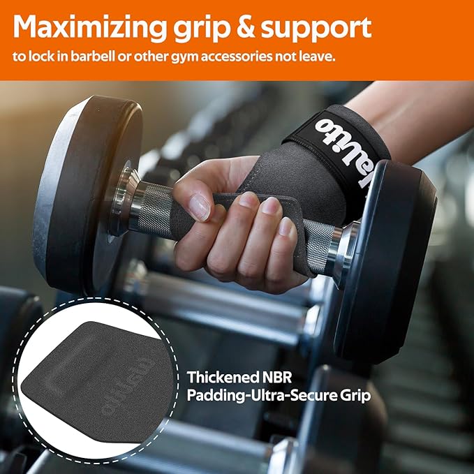 WALITO Weight Lifting Wrist Straps (Pair),Double Layer Leather Grips for Deadlift,Powerlifting and Gym Workouts, Adjustable Neoprene Padded Wrist Wraps - Men/Women, Heavy Duty Support