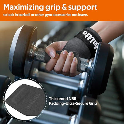 WALITO Weight Lifting Wrist Straps (Pair),Double Layer Leather Grips for Deadlift,Powerlifting and Gym Workouts, Adjustable Neoprene Padded Wrist Wraps - Men/Women, Heavy Duty Support