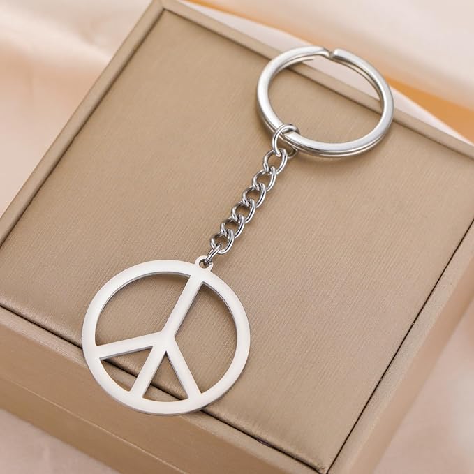 Dreamtimes Peace Sign Pendant KeyRing for Men and Women Love Peace Symbol Keychain Bag Car Keyring Peace Sign Jewelry