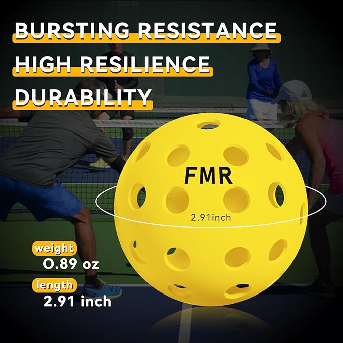 Pickleball Balls,40 Hole Outdoor Balls, USA Pickleball Approved Pickle Ball for Tournament Play, Crack-Resistant, Aerodynamics, 4 /12Packs