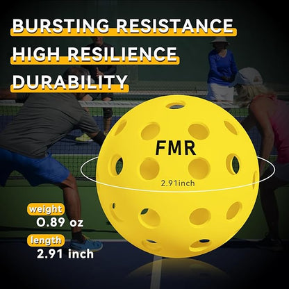 Pickleball Balls,40 Hole Outdoor Balls, USA Pickleball Approved Pickle Ball for Tournament Play, Crack-Resistant, Aerodynamics, 4 /12Packs